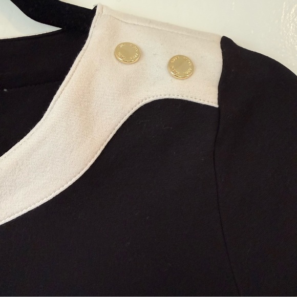Anne Klein 3/4 Sleeve Knit Top Black & Ivory - Picture 2 of 7